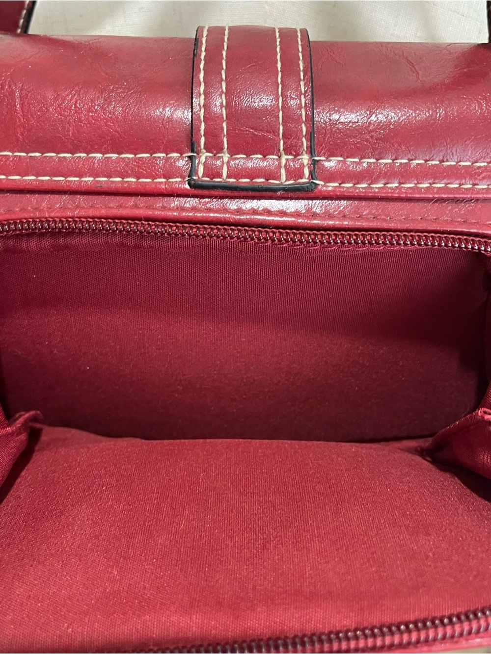 Y2K Red Shoulder Bag Coach Inspired Contrast Stitch Flap Pocket Purse - Picture 8 of 10